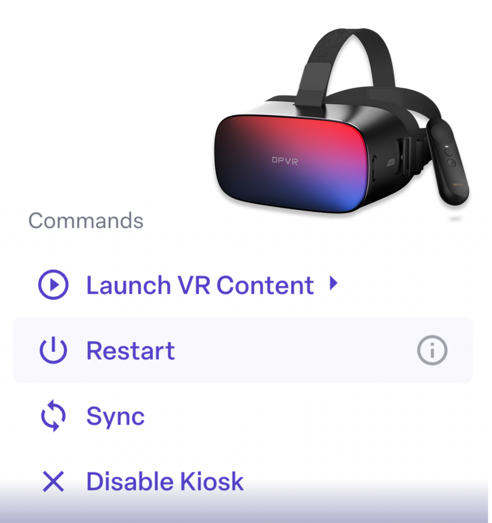 DPVR device dashboard